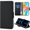 N NEWTOP Cover Compatibile con OPPO A58 4G, HQ Lateral Custodia Libro Flip Chiusura Magnetica Portafoglio Simil Pelle Stand Protezione Completa Case TPU Anti Urto Guscio Base Porta (Nero)