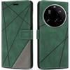 SONWO Cover per Xiaomi 15 Ultra, Flip Custodia in PU Pelle, Cover a Libro Portafoglio con Slot per Schede e Supporto Stand per Xiaomi 15 Ultra, Verde