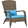 EasyComfort Sedia da Giardino Adironrack con Braccioli, in Rattan e Acciaio, 64x80x90 cm, Marrone e Blu