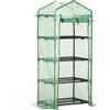 Easycomfort Serra per Piante Verticale con Scaffale a 4 Ripiani in Acciaio e PE Verde Scuro, 70x50x160cm