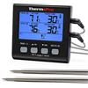 TempPro ThermoPro TP17B Termometro Per Carne, Digitale, a Doppia Sonda, Con Ampio Display LCD Retroilluminato, Termometro Da Cucina, Barbecue E Forno, Cucina, Affumicatore, Con Timer