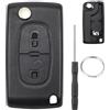 Chaexii Portachiavi di ricambio per Peugeot 107 CE0536, per Peugeot 207 307 307S 308 407 607 2BT, 2 pulsanti per Citroe-n C2 C3 C4 C5 C6 C8 Xsara, con strumento di rimozione pin