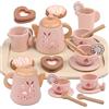 wotoyd Set da tè in Legno per Bambini, Cucina Giocattolo da Torta Dessert Educativi Montessori con Torta e Accessori Giocattoli, Gioco di Ruolo Tea Party Bambini Regalo Ragazze Oltre 3 4 5 Anni