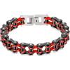 Ockyunoo Bracciale da Bici da Uomo, Bracciale a Catena da Motociclista in Acciaio Inossidabile, Bracciale a Maglie Punk Rock, Gioielli a Catena a Maglie Bangle (Rosso)