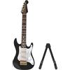 FTVOGUE Mini chitarra elettrica in legno, 14 cm, con supporto, decorazione per casa, caffetteria, colore: nero