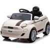 Piston Car Auto Elettrica per Bambini Fiat 500 12V Bianco Telecomando e Fari LED