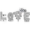 HALUKAKAH Platino Placcato Oro Bianco Set di Anelli con Lettera a Bolle LOVE Iniziale per Uomo e Donna - Taglia Regolabile - Lettera Goccia d'Acqua di Strass in Cluster -Idea Regalo per I Propri Cari