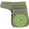 GURU SHOP Stoff Sidebag & Gürteltasche Aum Mandala, Goa Gürteltasche, Bauchtasche - Grün, Herren/Damen, Baumwolle, Size:One Size, 25x17x4 cm, Festival- Bauchtasche Hippie