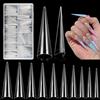 LIONVISON 500 PCS Unghie Lunghe a Stiletto, Unghie Finte Lunghe e Trasparenti, a Mezza Copertura, Dritte e Affusolate, per Nail art Senza Curva a C, Adatte per fai da te e saloni di Bellezza con Scatola