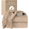 Groenland BOHEM Coperta Riscaldante Design per Divano 180 × 130 Taupe Dawn | Coperta Termica per Divano | Plaid Elettrico | Pensata per i tuoi Interni | Cavo in Lino Naturale | Auto-Off | Lavabile 30°C