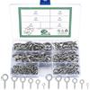 Jttxiu 120 Pezzi Bulloni a Occhiello, Occhio Bulloni Ganci Avvitabili con Filettatura, Viti a Occhiello, Ganci a Vite per Legno, Artigianato, Mobili (argento)