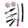 DB LINE Set armi ninja giocattolo con katana, spada, nunchaku, pugnale e stelle - 6 pezzi