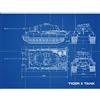 Artery8 Tiger II Panzerkampfwagen Heavy Tank Blueprint Plan XL Giant Panel Poster (8 Sections) Serbatoio Blu Manifesto