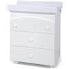Kiby Cassettiera Fasciatoio Armonia Bianco con Vaschetta e 3 Cassetti