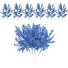PATIKIL 24 Pz Aghi di Pino Artificiali da 10 Pollici, 24 Pz Steli di Pino Glitterati Rami di Finti Foglie di Ramo Floreale Finto Piccoli Rami di Cedro per Matrimonio di Verde, Blu Navy