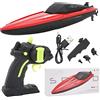 BuyWeek RC Boat Racing Boat Barca Radiocomandata, 2.4Ghz 4 Canali 35 x 9,7 x 8,5 cm Portata 80 m per Bambini (Rosso)