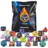 QMAY Set di 7 dadi poliedrici misteriosi, stile casuale, per giochi da tavolo Dungeon and Dragons MTG RPG DND D20 D12 D10 D% D8 D6 D4 (7)