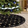 Deggodech Nero Peluche Gonne per Alberi di Natale con Oro Paillettes Fiocchi di Neve 78cm Tappeto per Albero di Natale Finta Pelliccia per Albero Natale Festa Decorazioni (Nero, 31pollici)