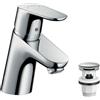 hansgrohe Focus Miscelatore monocomando lavabo 70 con push-open, Cromo, 31604000