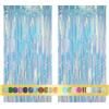 Montegoni 2 pezzi 1x2.5m Iridescente tende metalliche feste con Frange Scintillanti, Decorazione Lamina Glitter per Capodanno, Compleanno, baby shower, Festa di Nozze | Frange di Lamina per Decorazione