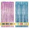 Montegoni 2 Pezzi 1x2.5m Rosa Blu Tende Metalliche Feste con Frange Scintillanti, Decorazione Lamina Glitter per Capodanno, Compleanno, Baby Shower, Festa di Nozze | Frange di Lamina per Decorazione