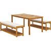 Outsunny Set da 3 pz. Mobili da giardino, con tavolo da pranzo con foro per ombrellone e 2 panche 150 x 85 x 75 cm Legno | Aosom Italy