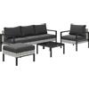 Outsunny Set lounge da giardino per 5 persone, lounge per balcone in rattan, con poltrone, sgabello e tavolino, Grigio chiaro | Aosom Italy