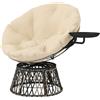 Outsunny Poltrona Papasan in rattan, girevole 360°, con cuscino, Diametro 90 cm, Beige | Aosom Italy