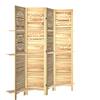 HOMCOM Paravento interno, 4 pannelli e 3 mensole, pieghevole, in legno, 160 x 170 cm, Legno naturale | Aosom Italy