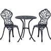 Outsunny Set Bistrò 3 Pezzi con 2 Sedie da Giardino e Tavolino Rotondo, in Alluminio, Nero | Aosom Italy