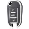 OFF WE GO Custodia Chiave Cover Chiave Guscio Chiavi per Peugeot 208 301 307 308 407 508 2008 3008 5008 Citroen C2 C3 C4 C5 C6 C4L C5 DS6 Coprichiave Macchina TPU Telecomando Auto, Argento Grigio