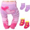 Xerteam 1 collant con motivo a cuore rosa, 2 calzini per bambole da 33 a 43 cm, set di calzini per bambole da 36 cm, 38 cm, 43 cm, accessori per bambole con motivo a stella