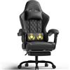 JUMMICO Sedia da gaming, da scrivania con funzione massaggiante, ergonomica, con poggiapiedi, 150 kg, colore: nero