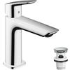 hansgrohe Logis Fine Miscelatore monocomando lavabo 110 con tirante, Cromo, 71252000