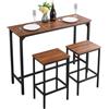 VEVOR Set Mobili da Bar Tavolo Sedie da Cucina 3 Pezzi con 2 Sgabelli da Bar e Bordi Arrotondati, Tavolo da Pranzo da 120 x 40 x 90 cm, Marrone Rustico e Nero, Adatto per Ufficio, Minibar