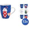 Royal norfolk 12x Royal Norfolk Mug Merry Joy in porcellana decorata forma bombata cc 280
