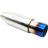 Krtopo 2.5 Pollice (63MM) Silenziatore di Scarico In Acciaio Inox Auto Turbo Sound Scatola di Scarico Posteriore Silenziatore Tubo Universale per Automobili (Punta Bruciata Dritta Rotonda)
