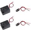 Geekstory 2PCS DC 12V 110dB Buzzer Elettronico Nero Mini Square Allarme Sirena di Assicurazione Cassaforte Antifurto+2PCS 9V Clip Batteria