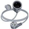 YINGAYOU Prolunga Schuko Corta 16A 250V Prolunga Elettrica Schuko 90 Gradi Impermeabile, 2AC IP44, Adatta per Ambienti Interni o Esterni (Grigio, 1.5 m)