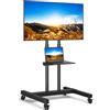RFIVER Supporto TV da Pavimento con Ruote Carrello Staffa Porta Mobile Stand Regolabile in Altezza, Supporto TV da Terra per 32 a 80 Pollici LCD LED Plasma Max. 50 kg, Max VESA 600x400 mm Nero