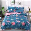 Loussiesd, Set di biancheria da letto con motivo di fenicotteri tropicali, copripiumino con motivo floreale blu e rosa, per ragazze, bambini, donne, decorazione per la camera da letto, copripiumino