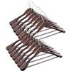 ABHENG Appendiabiti in legno, set di 14 rucce per Completi, gancio girevole di 360°, per giacche, camicie, abiti, cappotti, 44 x 5,5 x 23 cm (L x B x H), Noce Scuro AWY0414H