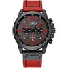 Curren, orologio da uomo di lusso, stile militare, con cronometro e cronografo, impermeabile, in pelle, alla moda Black red