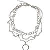 URBAN CLASSICS Collana Donna Uomo con Ciondolo Anello Aperto, Girocollo Grosso Multistrato a Catena Lunga, Lunghezza Regolabile 48 cm