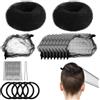 lasuroa Kit Chignon Bambine, 2 Mini Donut per Capelli, 10 Reti Invisibili, 20 Forcine, 5 Elastici per Ragazze Danza Balletto Festa (Nero)