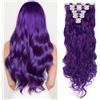 SEGOHAIR Set di extension con clip in extension, 8 pezzi, 18 clip, testa piena come capelli veri, lisci, per donne 60 cm, colore: viola