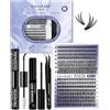 NAGARAKU Kit Extension Ciglia DIY 280 Ciuffi Singoli Cluster Lashes Colla Sigillante Pinzetta Remover Set Principianti Autoinnesto Facile Casa DIY Cluster Lashes Kit (30D&40D Nero 0.07mm C 9-15mm)