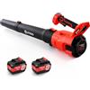 OUTIGO Soffiatore a Batteria, Dotato di 2 batterie da 4,5 Ah, velocità del vento 49 m/s, modalità a doppia velocità, soffiatore per foglie leggero per soffiare le foglie, pulire il cortile
