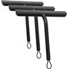 Vinabo Tergivetro per Doccia Silicone, Pulisci Vetro Doccia,Lavavetri Doccia Senza Foratura,Tira Acqua da Doccia, Acciaio Inox Tergivetro Doccia per Finestre, Bagno e Specchi (Nero, 21 cm)