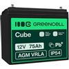 Green Cell GreenCell AGM Battery 12V 75Ah Lead Acid Sealed VRLA No Maintenance Rechargeable Replacement Batteries Children's Toys Alarm Fail Scales Fence